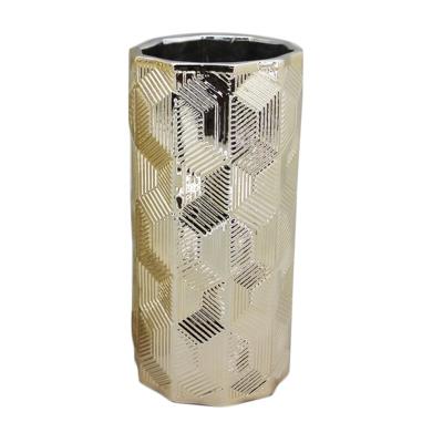 China Wholesale Eco-friendly Ceramic Flower Vase Gold And Silver Color Classic Design Flower Ceramic Vase For Decor for sale