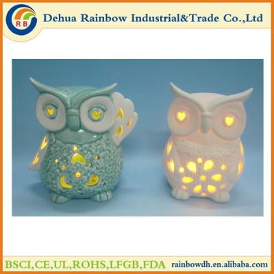 China modern PORCELAIN OWL DECORATION WITH LED LIGHT FOR TABLE DECORATION for sale