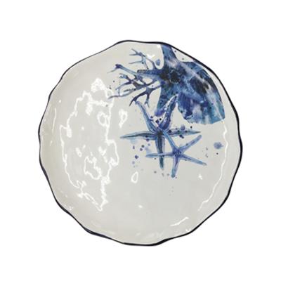 China Simple Ceramic Tableware Stocked Dish With Chinese Ink Painting for sale