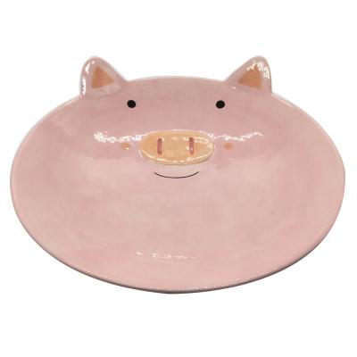 China 2021 creative cartoon cute fruit snack dish breakfast dish dessert dish cat pig snowman ceramic dish viable for sale