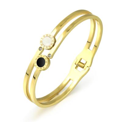 China TRENDY Jewelry Gold Expandable Cuff Bangles Jewelry Women Stainless Steel Bracelet for sale