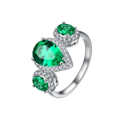 China 2021 Created White Emerald Rings New Arrival Designs Elegance Designs High Grade 925 Sterling Silver Drop Emerald Diamond CZ Jewelry Rings for sale