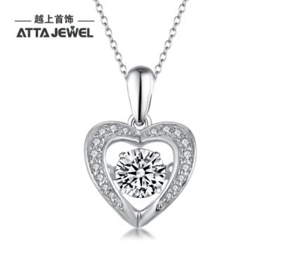 China Fashion Trendy Jewelry 925 Zircon Heart Charm Necklace Silver Heart Pendant for sale