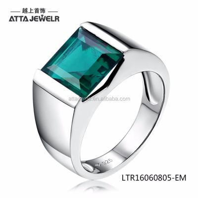 China 925 Sterling Silver Jewelry Gemstone Engagement Ring Men's Green Cut Green Ring for sale