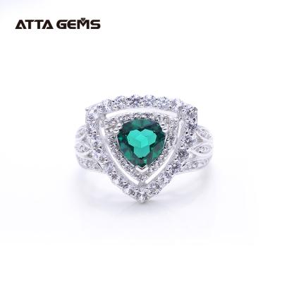 China Stylish/High-end/Romantic Created Diamond Dazzle Green Cut Ring Men's Indian Green Rings for sale