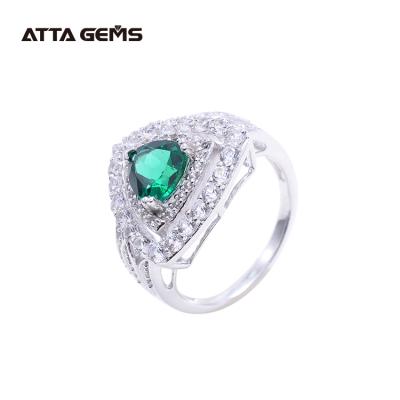 China Trillion Created Green Cut Green Ring Elegant/High-end/Romantic Heart Shape Women Men's Green Stone Ring for sale