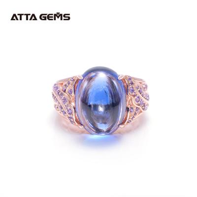 China Elegant/High-end/Romantic Created Cabochon Sapphire Design Rings For Men's Gold Wedding Ring for sale