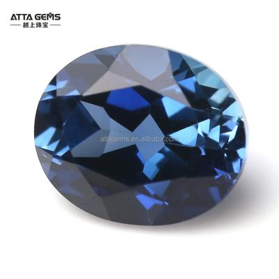 China Color Play or Fire Created Oval Sapphire #34 Ceylon Blue Corundum Blue Sapphire Competitive Price for sale