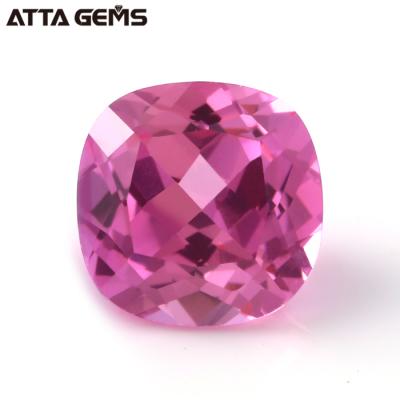 China Synthetic Fire #3 Color Play Or Cushion Cut 7x7mm Pink Sapphire Corundum Gems For Jewelry for sale