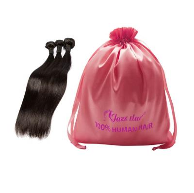 China Flexble Packaging Custom Logo Hair Extension Satin Silk Drawstring Package Bags for sale