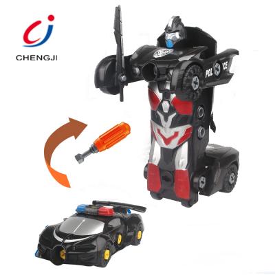 China Popular Plastic Assembly Deformation Toy Educational Cartoon Toy Most Self Robot DIY Car for sale