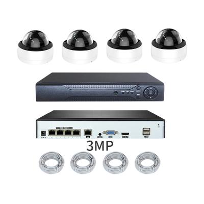 China Motion detection 3mp 4 channel dvr kit dome ball POE camera IP vandal proof security systems for shops for sale