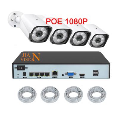 China NIGHTVISION Jianvision China Top 10 CCTV Camera Factory Supplying POE IP NVR Kit 4 Channel Including Cables CCTV System for sale