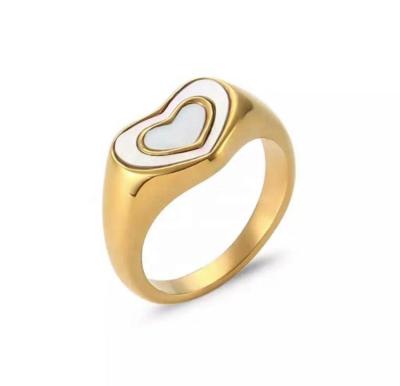 China Durable Heart Shape Ring Designs Fashion Enameled Ring For Women With Silver And Gold Plated Stainless Steel Hardware for sale