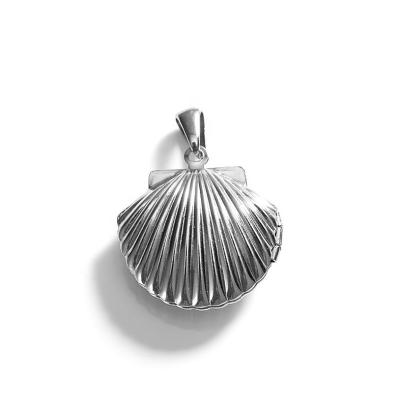 China TRENDY Fashion Cheap Custom Design Silver Carved Hollow Stainless Steel Shell Pendant for sale