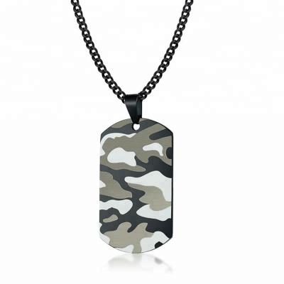 China FASHIONABLE Design Mens Black Plated 316l Stainless Steel Custom Camouflage Logo Pendant for sale