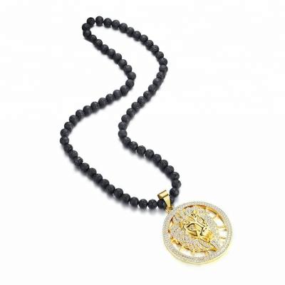 China Hiphop fashion punk mens hiphop stainless steel gemstone gold lion luxury pendant for sale