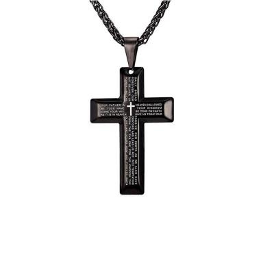 China Fashion Personalized Religious Custom Engraved Jesus Pendant 316L Stainless Steel Cross Necklace For Men for sale