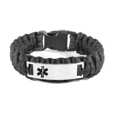 China FASHIONABLE Fashion Engraved Custom Medical ID Plate 316l Stainless Steel Snap Paracord Paracord Bracelet for sale