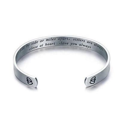 China FASHIONABLE Wholesale Unisex 316l Stainless Steel Custom Logo Engraved Bangle Cuff for sale