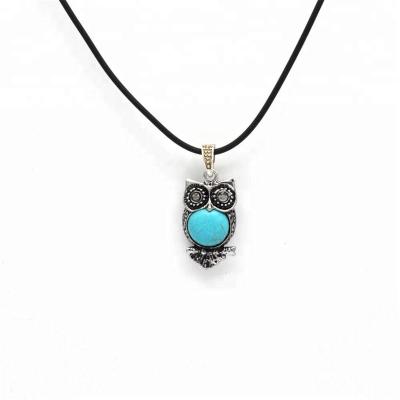 China Silver Bohemian Ethnic Turquoise Owl Earrings Charm Bracelet Animal Turquoise Owl Pendant Necklace Vintage Vintage for sale