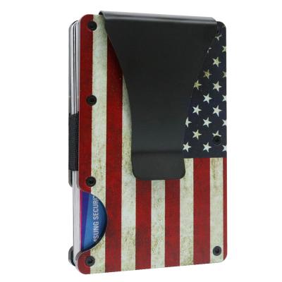 China Fashion Retro USA Flag Printing Slim Minimalist RFID Blocking Men Wallet , OEM Printing Wallets Men Removable Card Easily for sale