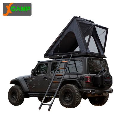 China Camouflage game xscamp camper/field off road roof top tent hard aluminum roof top tent good quality shell for sale