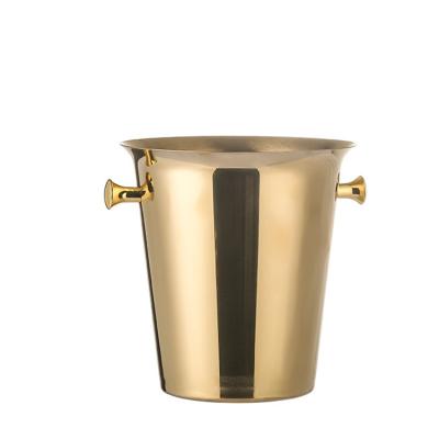 China Large Capacity 5L Capacity Metal Ice Bucket Gold Plated Luxurious Single Unbreakable Gold Stainless Steel Ice Bucket Unbreakable Ice Bucket for sale