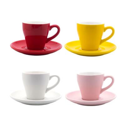 China With Scale Tray Wholesale Cafe Household Office Italian Espresso Coffee Cup Tulips Shape Macaron Color Black Coffee Cup And Saucer Kit for sale