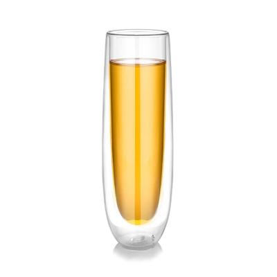 China Heat Insulation / Heat Protection Charms Verre Sparkling Wine Drinks Glasses Flutes Rum Liquor Cup Ins Fashion German Style Wedding Champagne Glass Double Glazing for sale