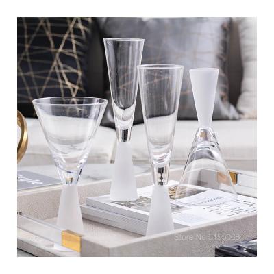 China Light Glass Pattern Crystal Champagne Cups Luxury Frosted White Wedding Toast Tumbler Appetizer Cup House Decoration Cup Matte Senior Restaurant Banquet Wine for sale