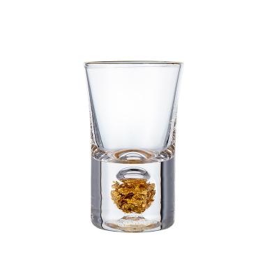 China Small Cup 24K Gold Foil Crystal Liquor Spirits Shot Glass Dignity Shots Bar High Grade Gold Sake Vodka Bar Dignity Shots Wine Glass for sale