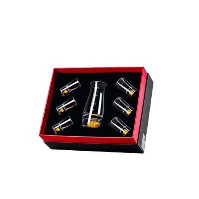 China Dignity Bullet Shot Glass Dispenser Gift Box Unique Dignity Logo 24K Gold Foil High Grade Customizable Crystal 6 Pcs Set Luxury Shot Glasses Gift Set for sale