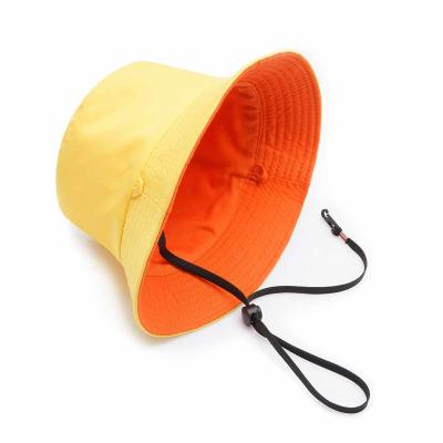 China Image Double Sided Yellow Kindergarten Fisherman Cotton Little Kid's Hat Custom Logo Sun Hat for sale