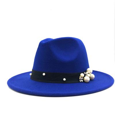 China Wholesale High Quality Wool Felt Brim Felt Hat Wide Felt Hat Women Dobby Bead Accessories Hats Large for sale