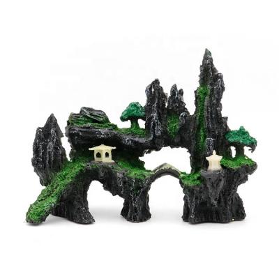 China Viable Aquarium Stone Mountain View Ornamental Tree Rock Cave Aquarium Decoration for sale