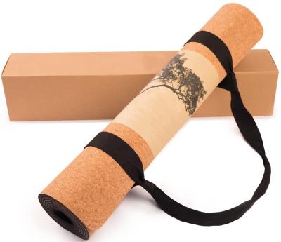 China Custom fitness equipment app logo printed natural rubber cork yoga mat and cork yoga block eco yoga mat for sale