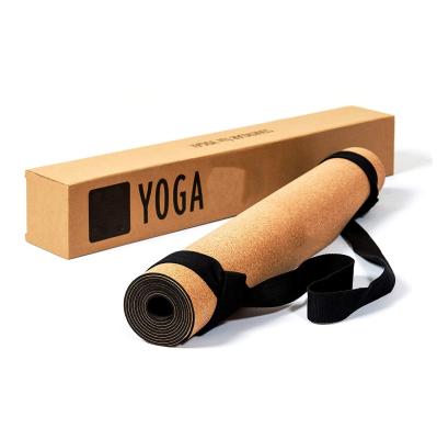 China Fitness Equipment Application Natural Rubber Printed Cork Yoga Mat With Custom Logo for sale