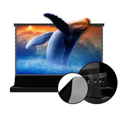 China Ambient Light Rejection XiJing U1P 4K 120 Inch Electric Transparent Acoustic Floor Acoustic Floor Rising Movie Theater Projector Portable Screen for sale