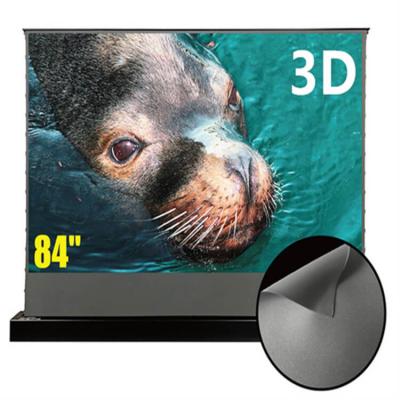 China Ambient Light Rejection Home Cinema Outdoor Cinema 84 Inch Long Floor Obsidian 3D Rising Throw ALR Motorized Floor Projection Screen for sale