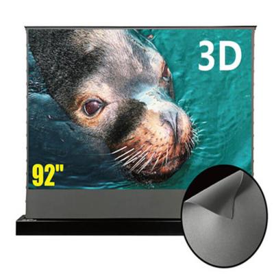 China 92 Inch Electric Floor Screen 3D Floor Movie Theater Obsidian Throw ALR Floor Rising Lift Up Electric Projector Screen for sale