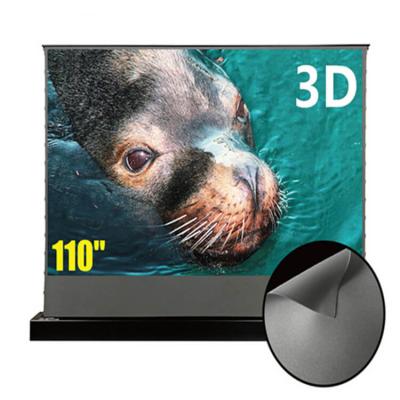 China 110 Inch Electric Portable Home Theater Motorized Floor Projection Screen 4k 3D Obsidian Throw ALR Long Floor Rising Projector Screen for sale