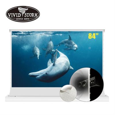 China 84 Inch Electric Foldable Sound Perforate Projector Screen Motorized Roll Transparent Projection Screen for sale