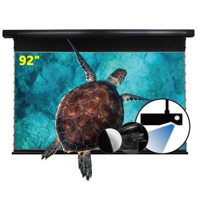 China Reject 92 Inch UST Ceiling Mount ALR Projector Screen Ambient Light Acoustic Transparent Motorized Motorized Retractable Projection Screen for sale