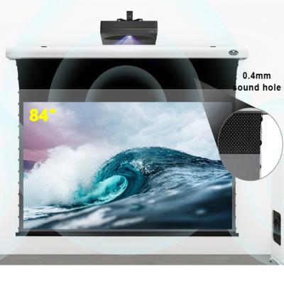 China 84 Inch HD Home Theater 4K Ambient Light Rejection Reflecting Acoustic Transparent ALR Pull Down Portable Projector Screen Projector Screen for sale