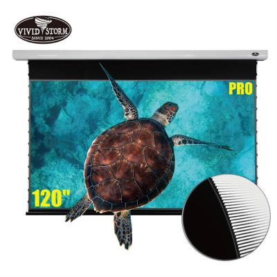 China Ambient Light Rejection 120 Inch In Ceiling Tag Electric Voltage Roll Down Cinema Movie 4k Laser UST Retractable Home Alr Motorized Projection Screen for sale