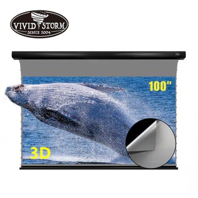 China Ambient Light Rejection Vividstorm Motorized Projector Movie Cinema Screen 3D Obsidian Ambient Light Rejection Screen 100 Inch Projection for sale