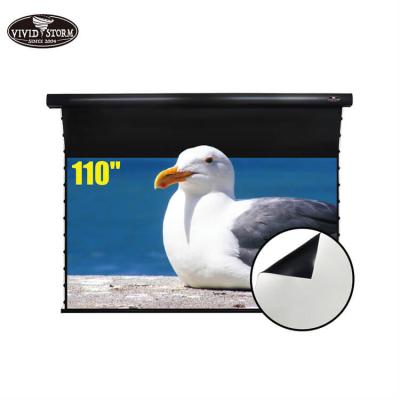 China 110 Inch Motorized Retractable Portable Electric Home Theater Drop In Ceiling Projector Screen for sale