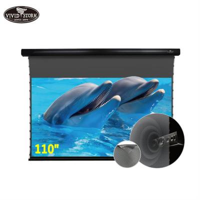 China 110 Inch Wall Mount Roll Auto Motorized Portable Folding Down Cinema Pet ALR Transparent Projection Ambient Light Rejection Screen for sale