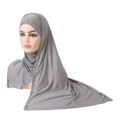 China Muslim Headscarf  Cross-border ice silk hot diamond scarf Baotou hat Arabian scarf hat Malay scarf H092 for sale